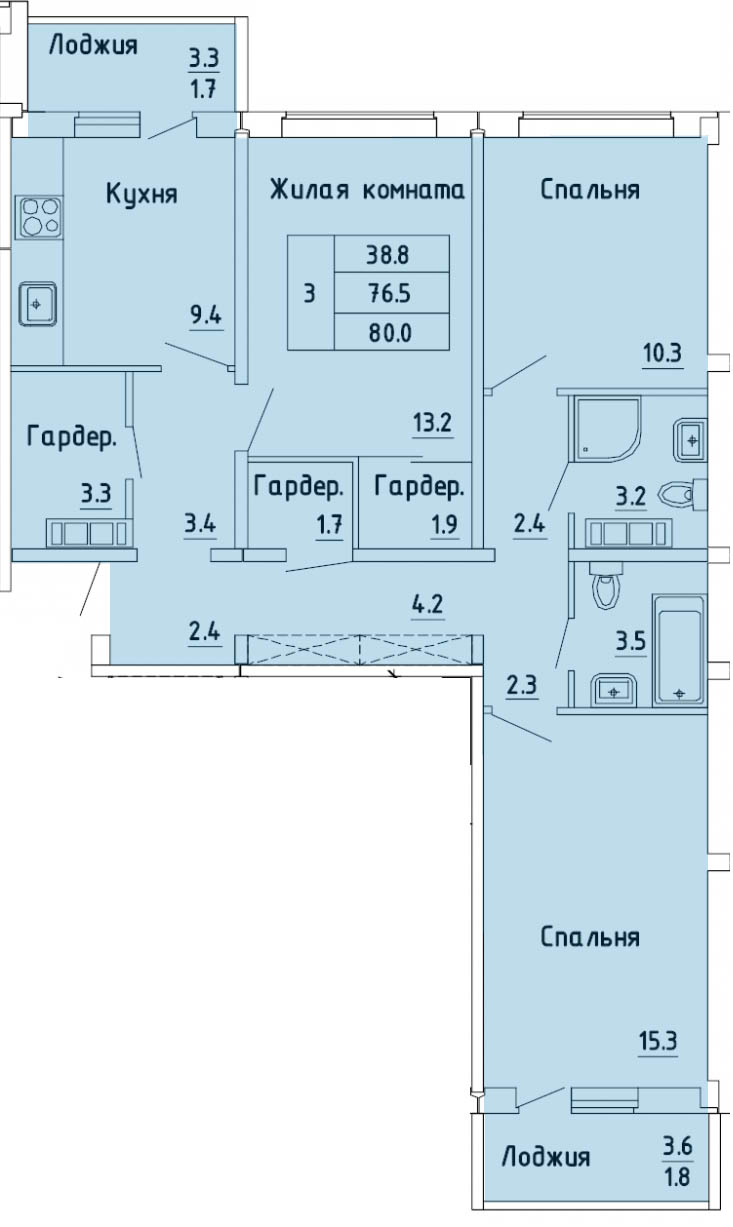 планировка квартиры 80 м2